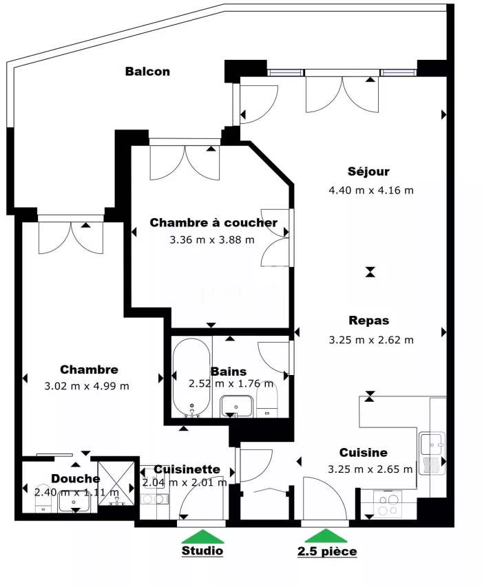 Appartement de 2.5 pièces + Studio à vendre aux Thermes-Parc des bains de Val d'Illiez