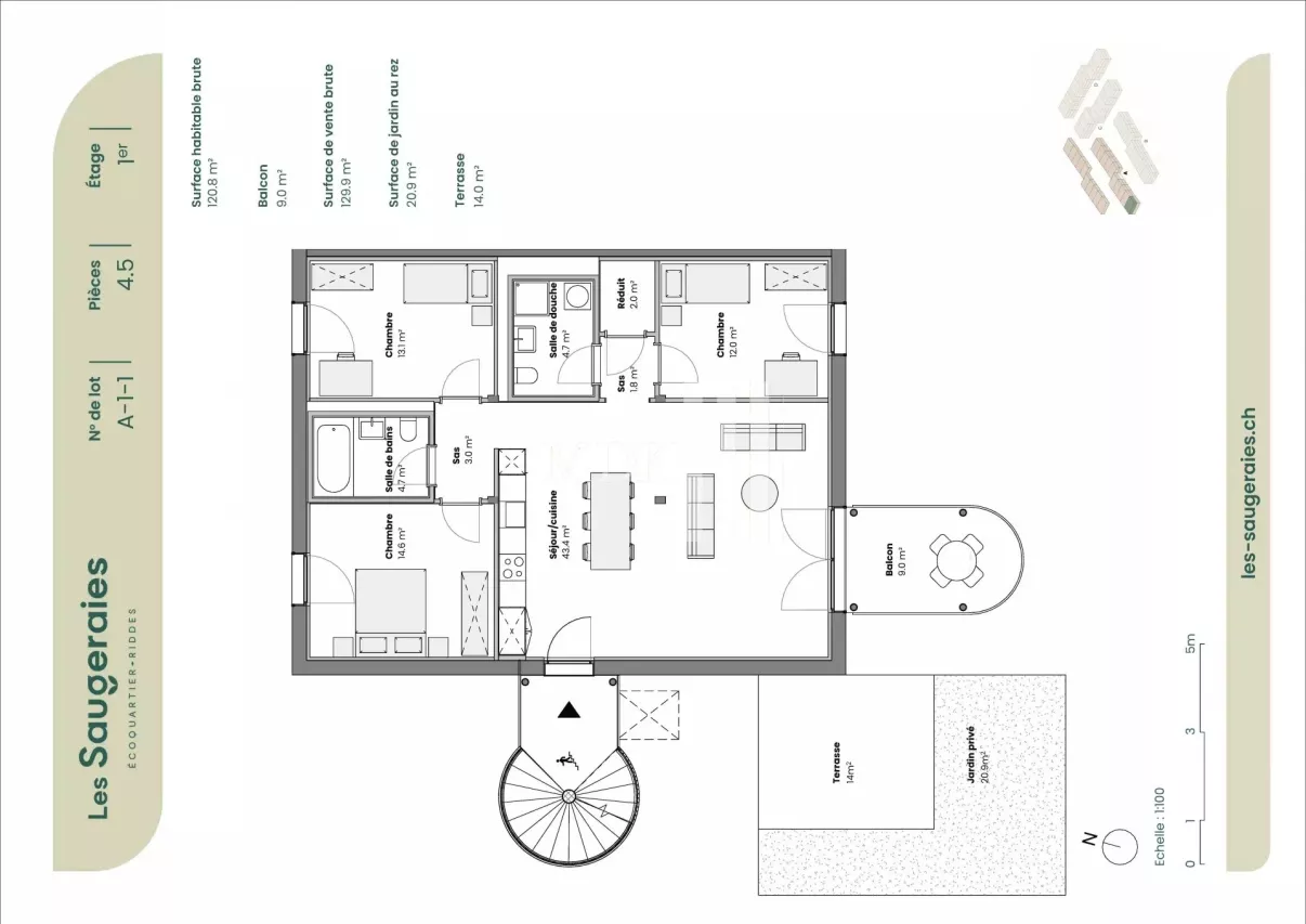 Magnifique appartement de 4.5 pièces au 1er étage