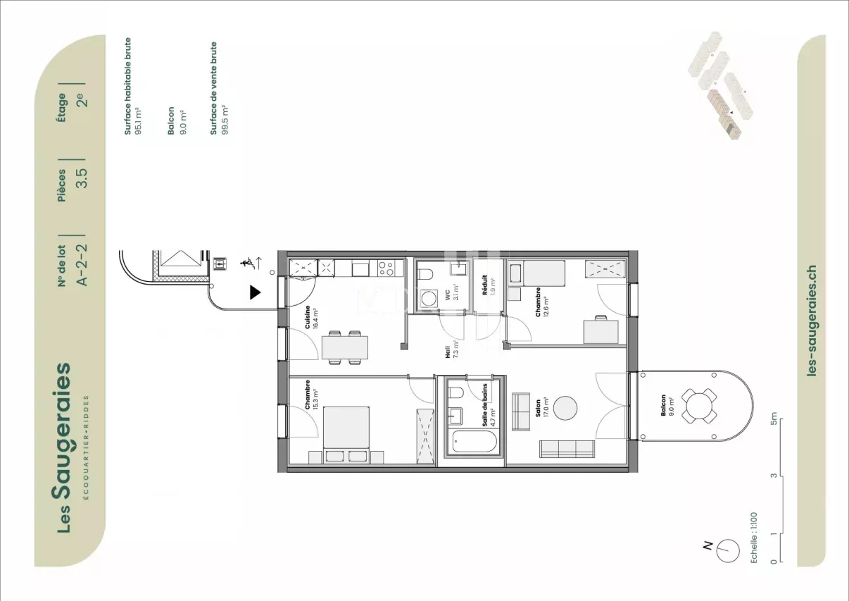 Magnifique appartement de 3.5 pièces au 2ème étage
