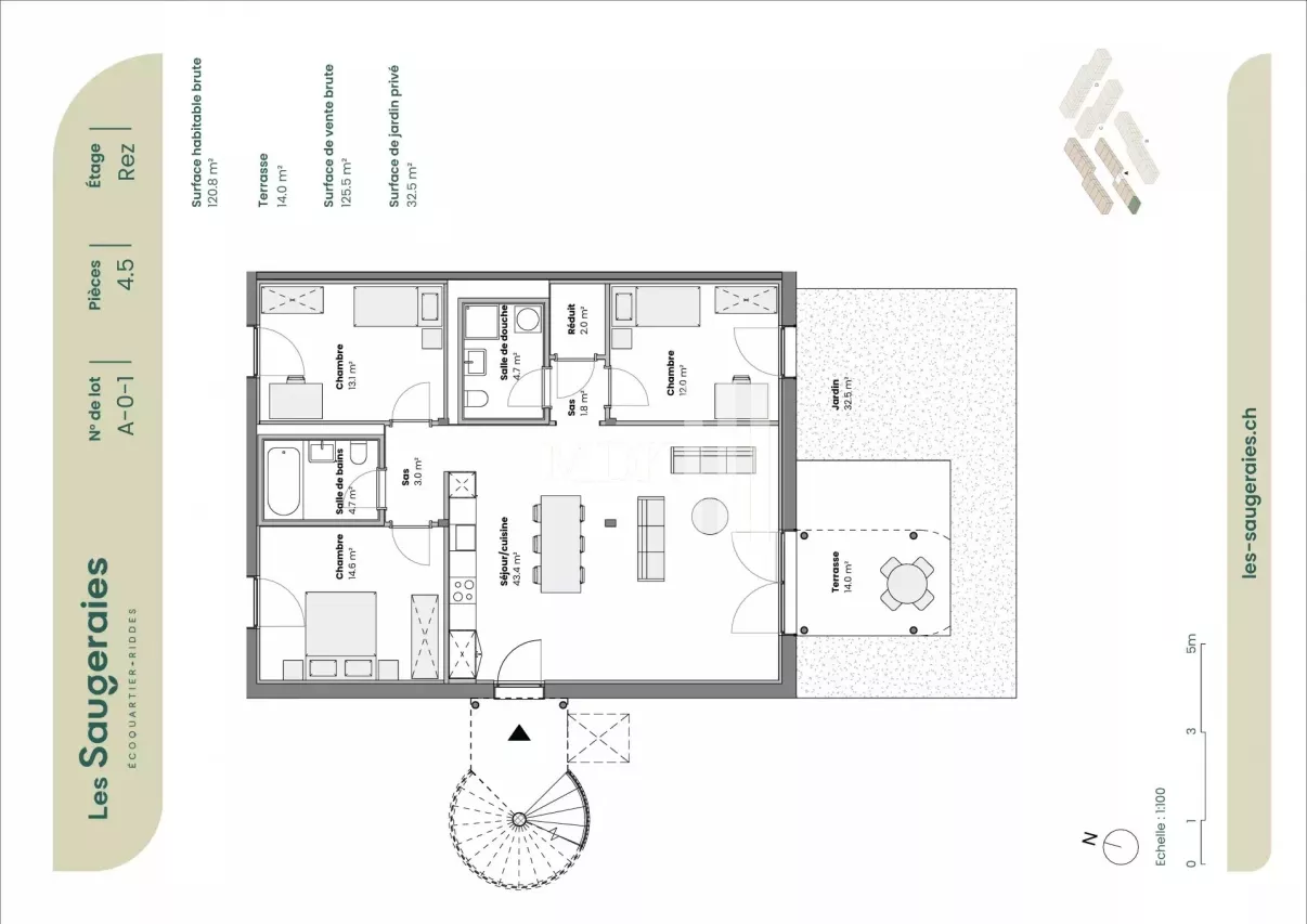 Magnifique appartement de 4.5 pièces au rez-de-chaussée