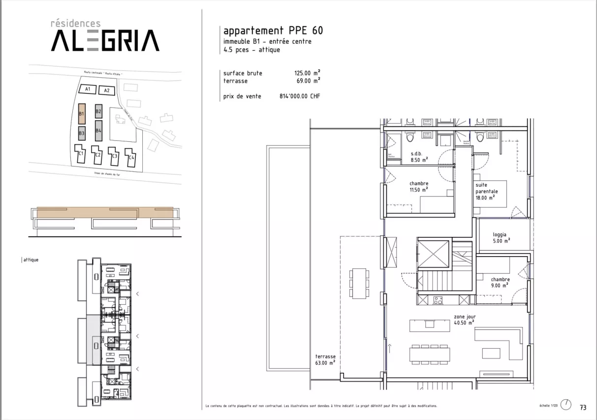 Appartement en attique de 4.5 pièces à Uvrier