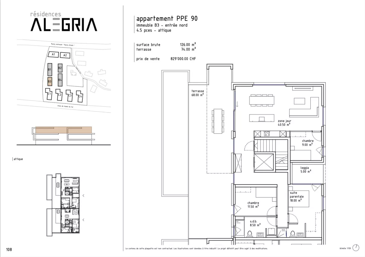 Appartement en attique 4.5 pièces à Uvrier