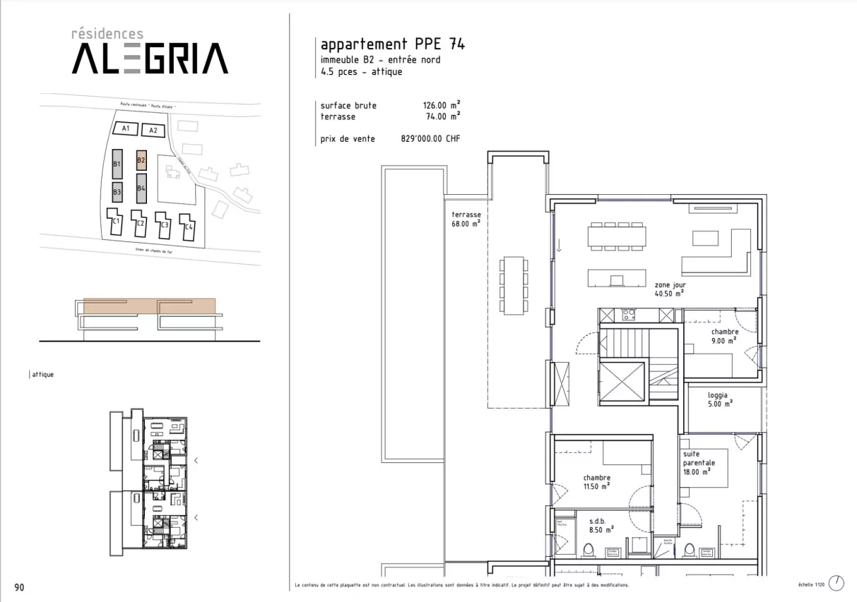 Appartement en attique de 4.5 pièces à Uvrier