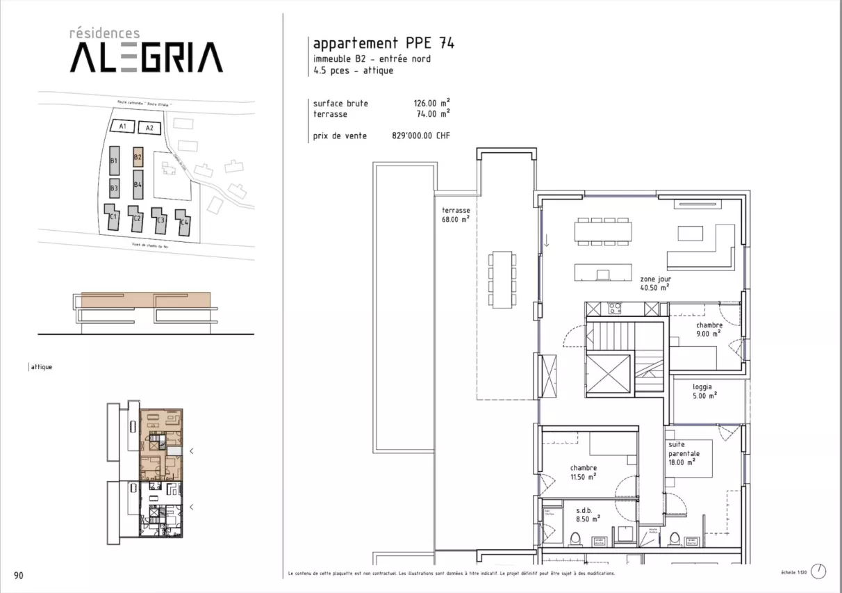Appartement en attique de 4.5 pièces à Uvrier