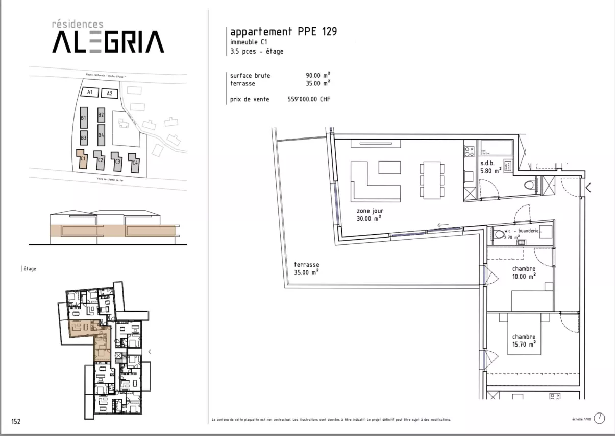 Appartement au 1er étage avec grand balcon
