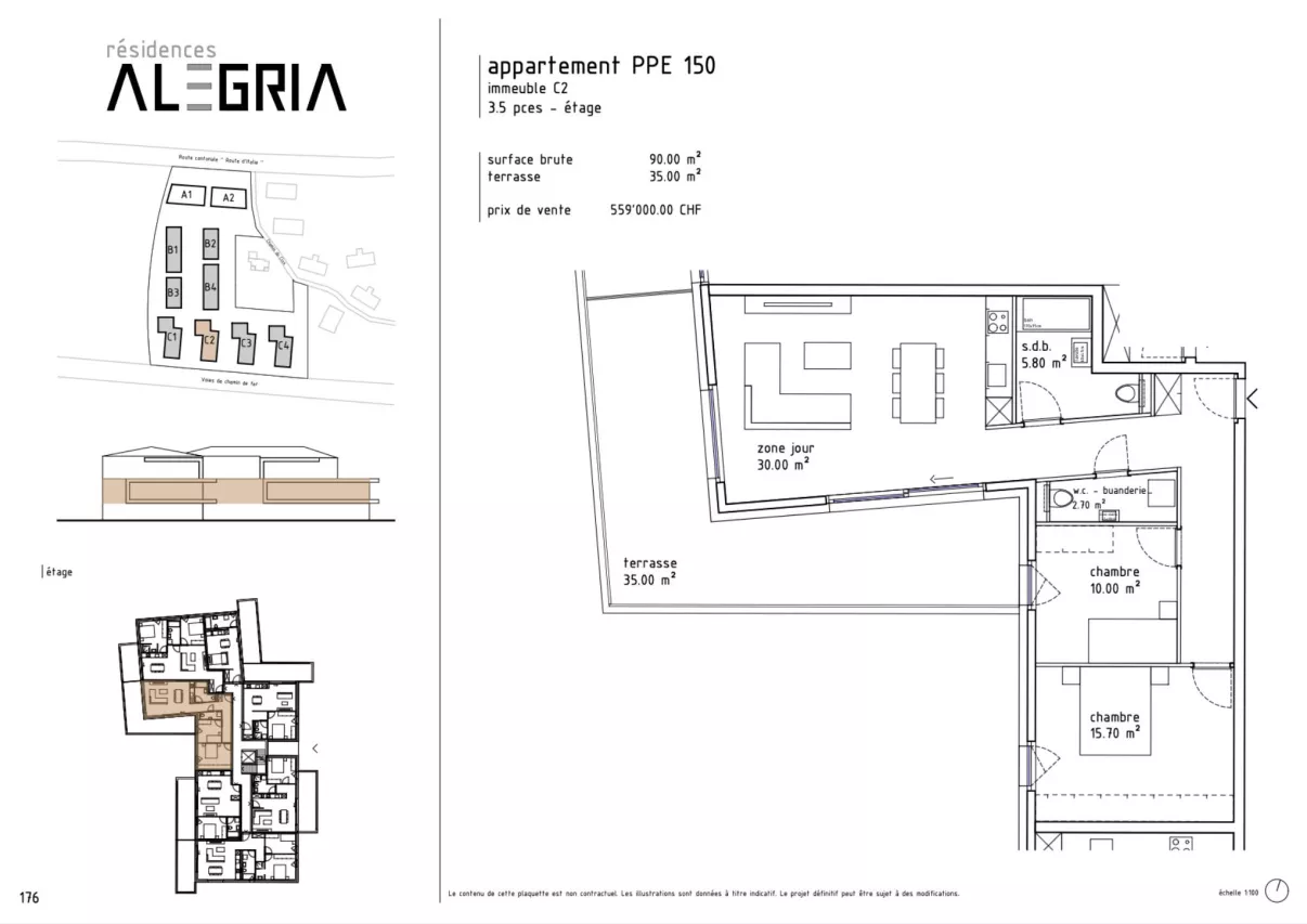 Appartement au 1er étage avec grand balcon