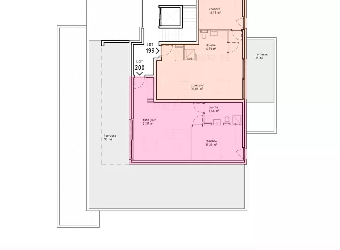 Attique 2.5 pièces dans immeuble en construction