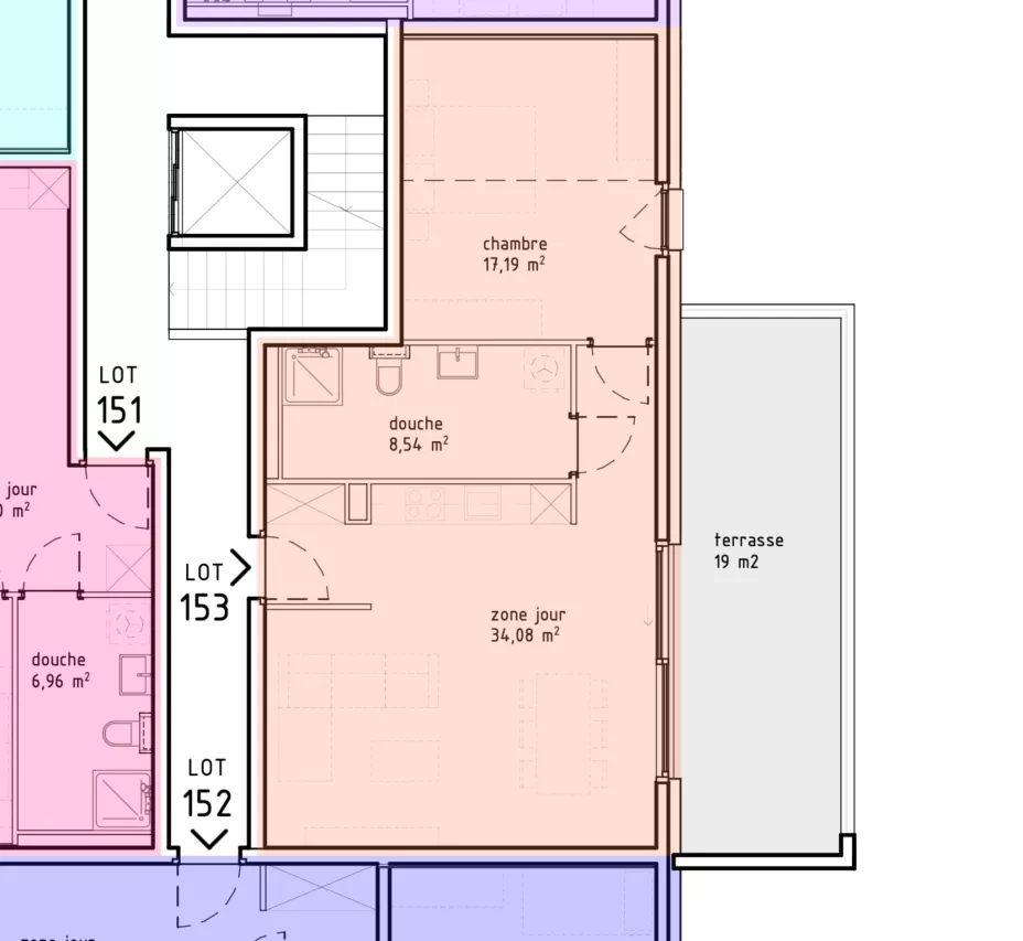 Appartement au 1er étage avec grand balcon