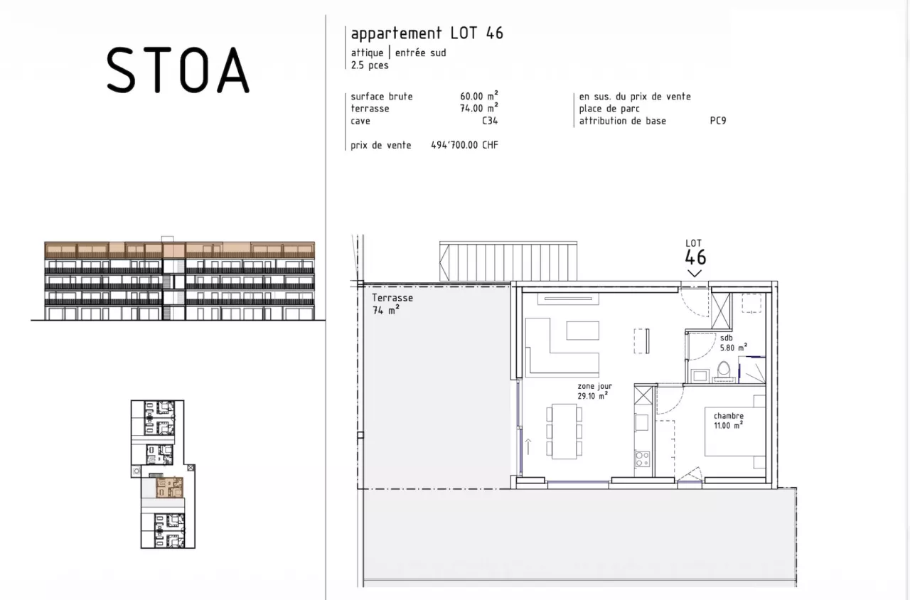 Aproz (Nendaz) - Magnifique attique de 2.5 pièces