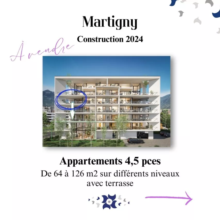 Appartement de 4,5 pc de 198M2 y compris terrasse au centre Martigny