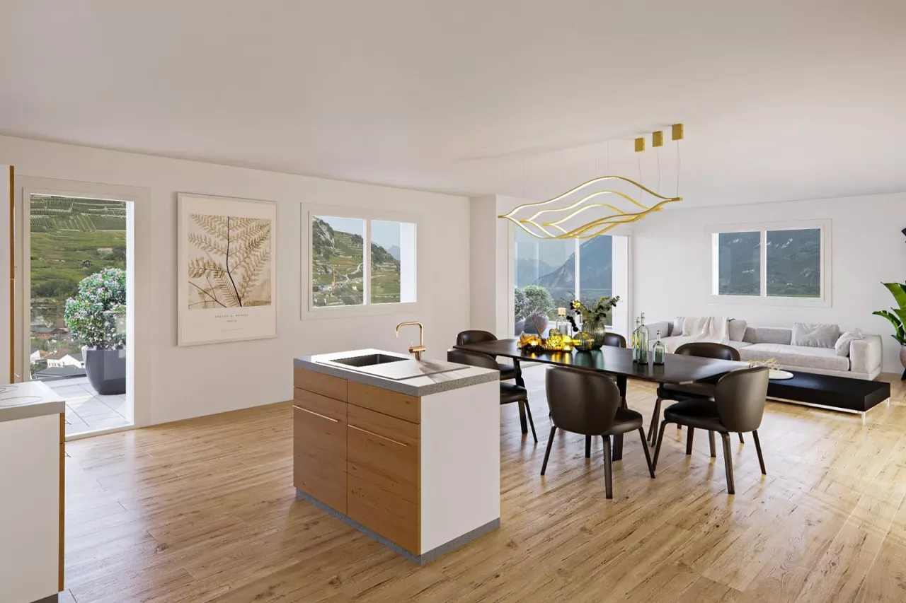 Appartement sur plan 3.5 pcse avec jardin 
