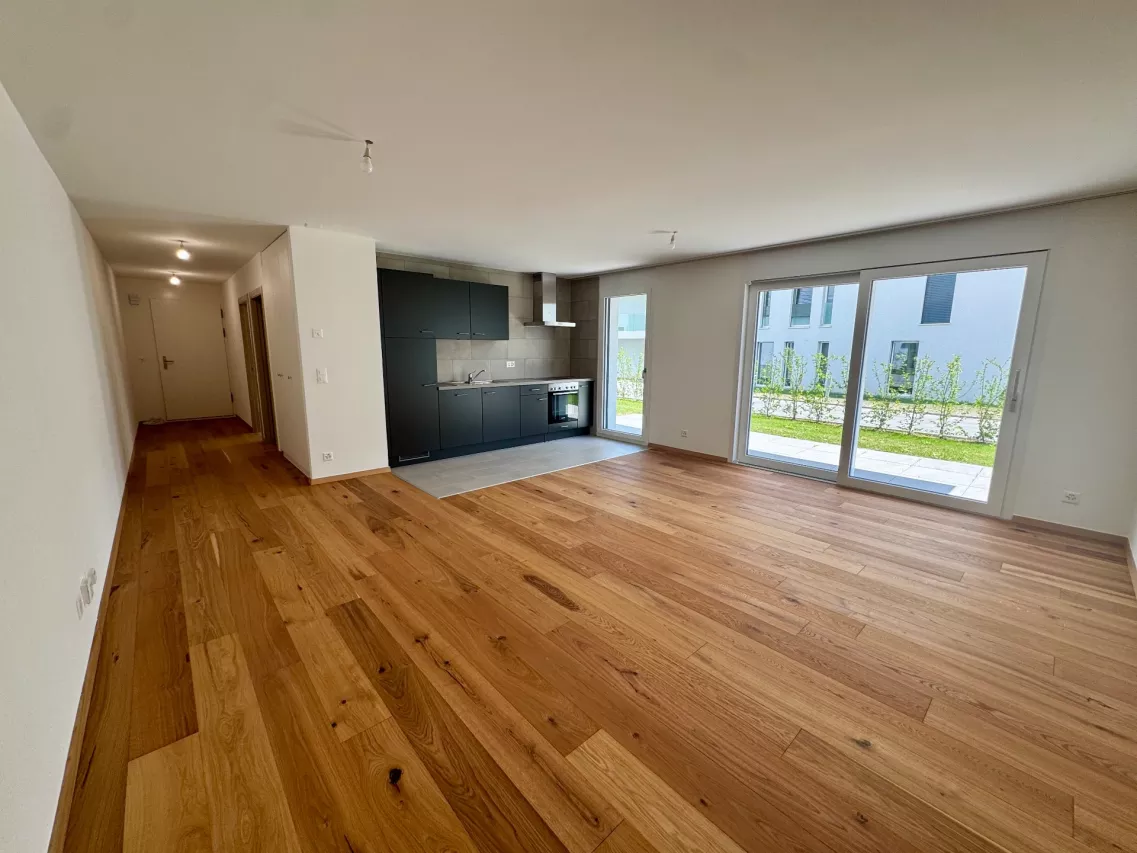 Appartement 2,5 pces neuf avec terrasse et jardin  