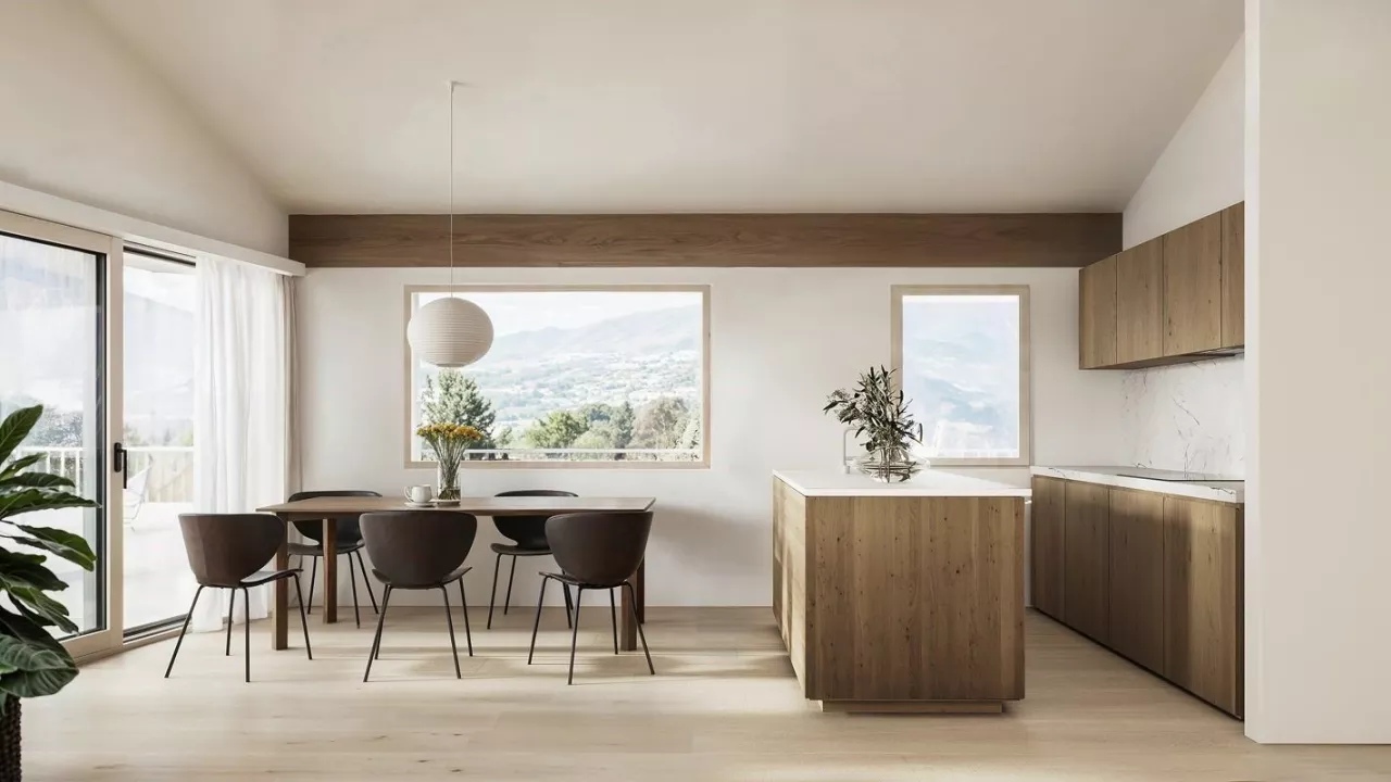 Magnifique chalet mitoyen à construire proche de Crans-Montana avec vue imprenable sur les 4000 Valaisans