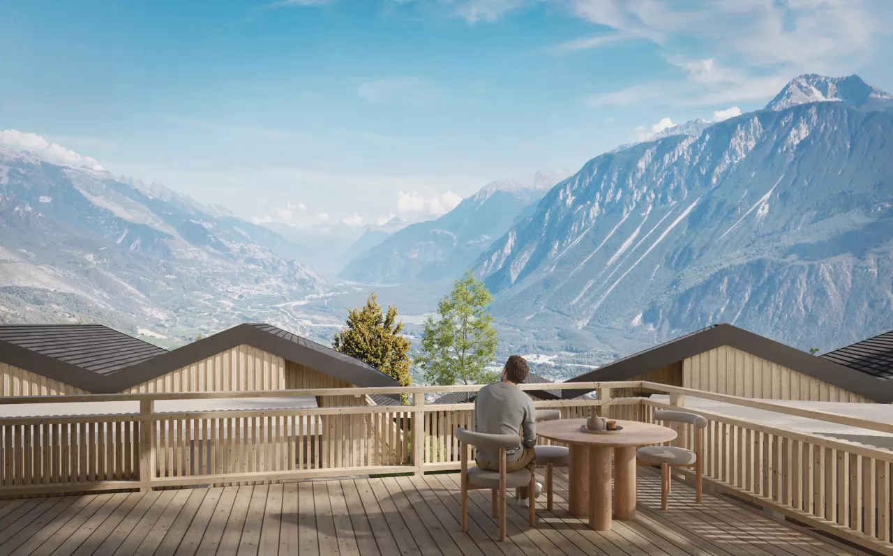 Entre plaine et montagne magnifique chalet neuf proche de Crans-Montana avec vue imprenable sur les 4000 valaisans
