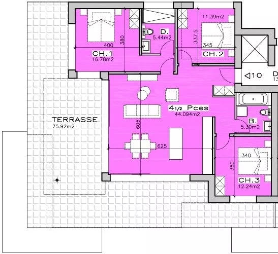 Bel appartement au 2ème étage de 4,5 pièces à Aproz (Sion)