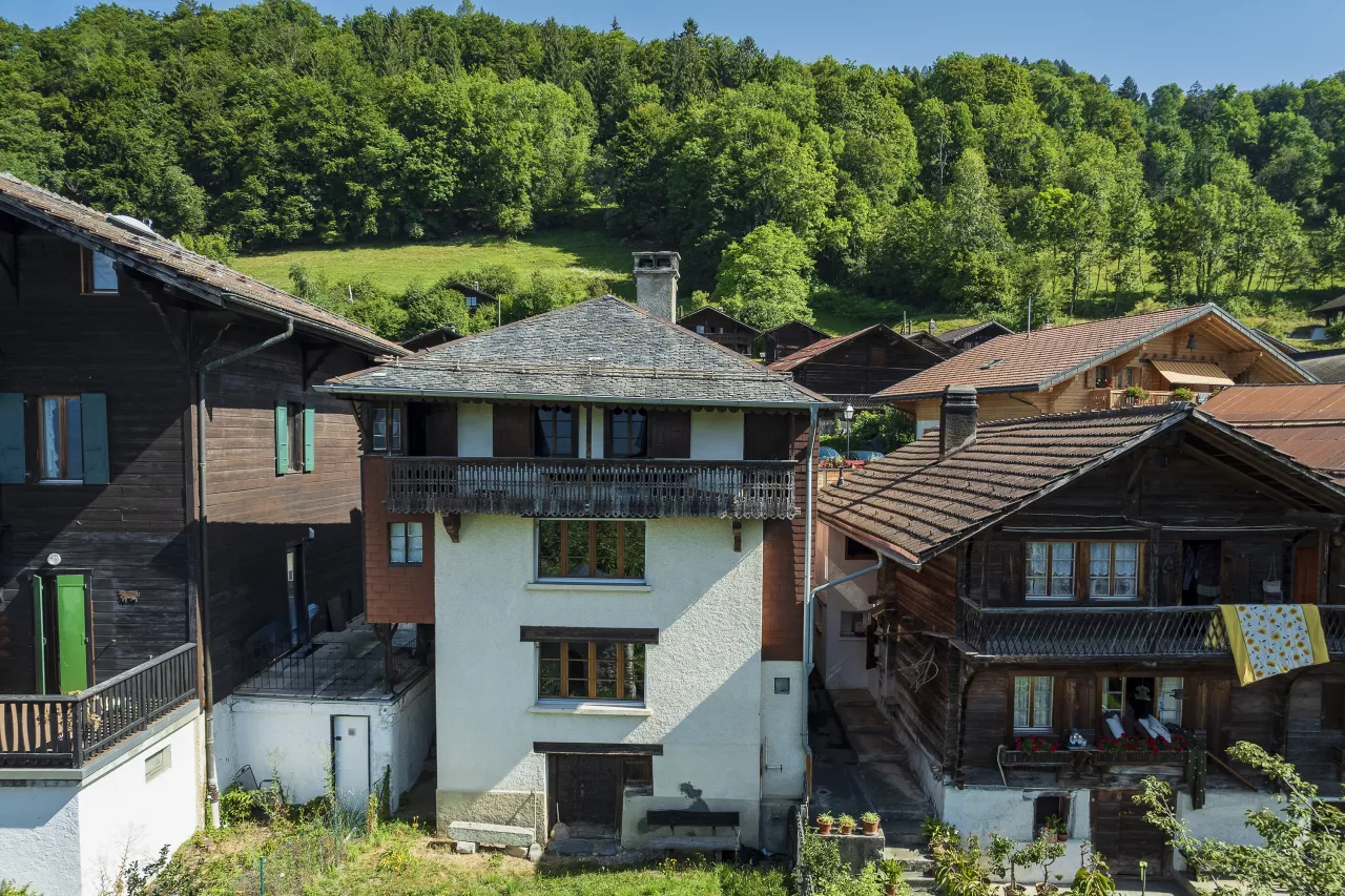 Maison villageoise de 2 appartements sur parcelle dominante aux Posses-sur-Bex