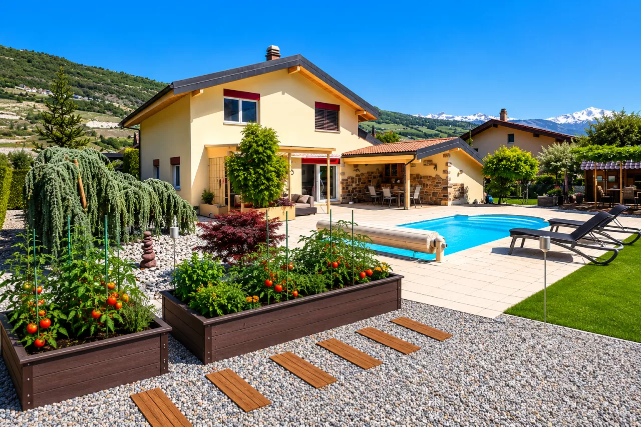 Élégante villa familiale avec piscine à Granges VS